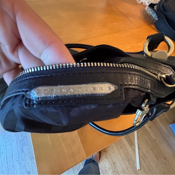 Trina Turk Black Leather Manhattan Large Shoulder Bag Tote - Picture 11 of 14